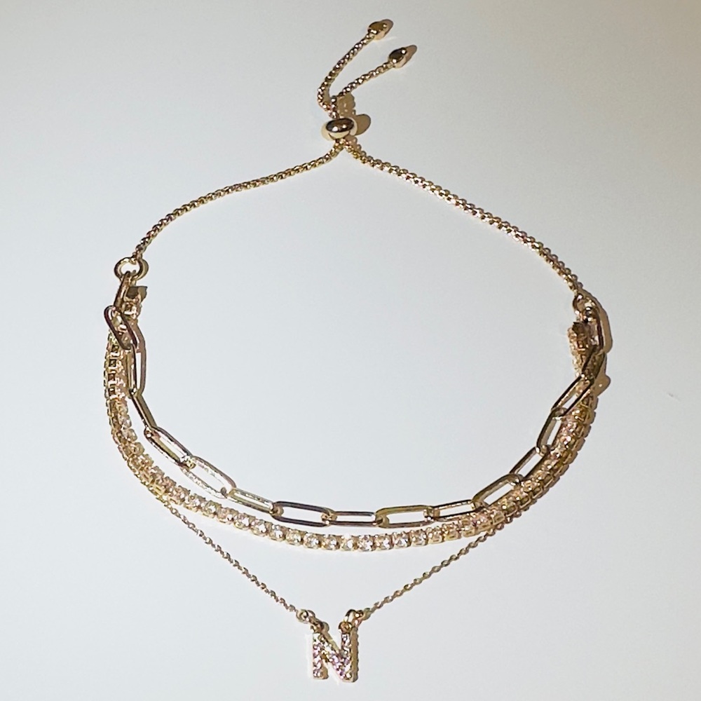 EXPRESS 3 Row Initial Bracelet (N)